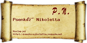 Psenkó Nikoletta névjegykártya